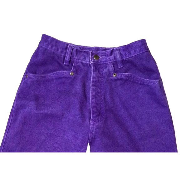 Vintage Bar None Jeans Purple High Waist Rise Thoroughbred 24 inch Waist 7 / 8 R - Picture 3 of 14